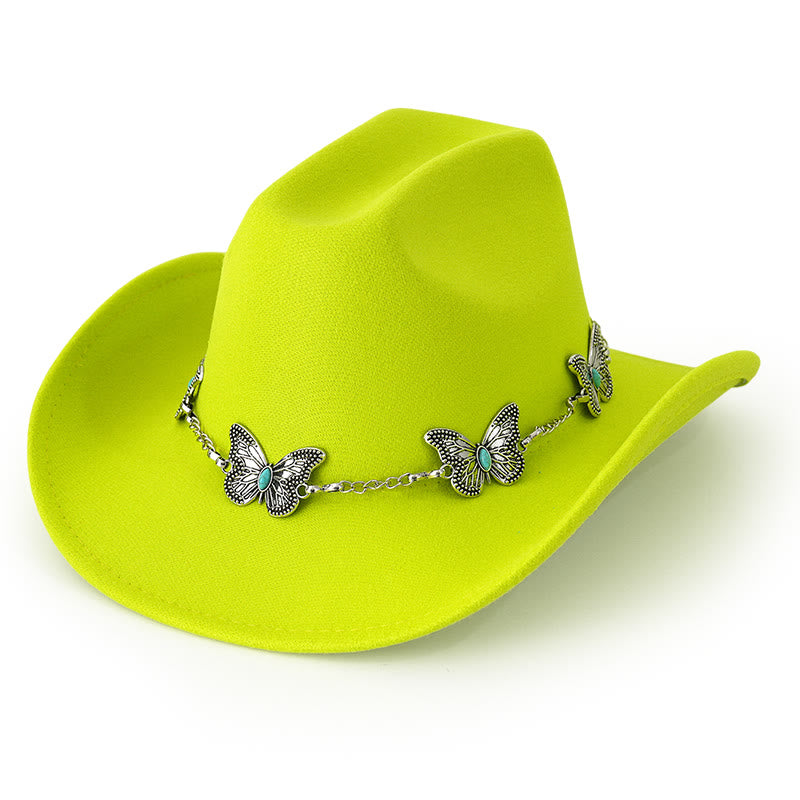 Men's Butterfly Chain Trim Cowboy Hat - Yellow - M (22"-22 7/8") - image 15