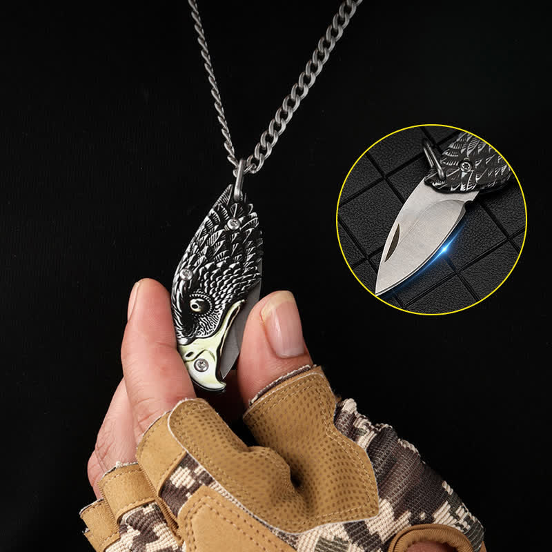 Mini EDC Tool Eagle Hidden Folding Knife Pendant Necklace - Eagle Head - image 0