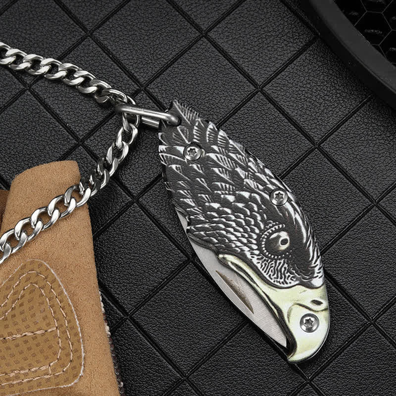 Mini EDC Tool Eagle Hidden Folding Knife Pendant Necklace - image 6