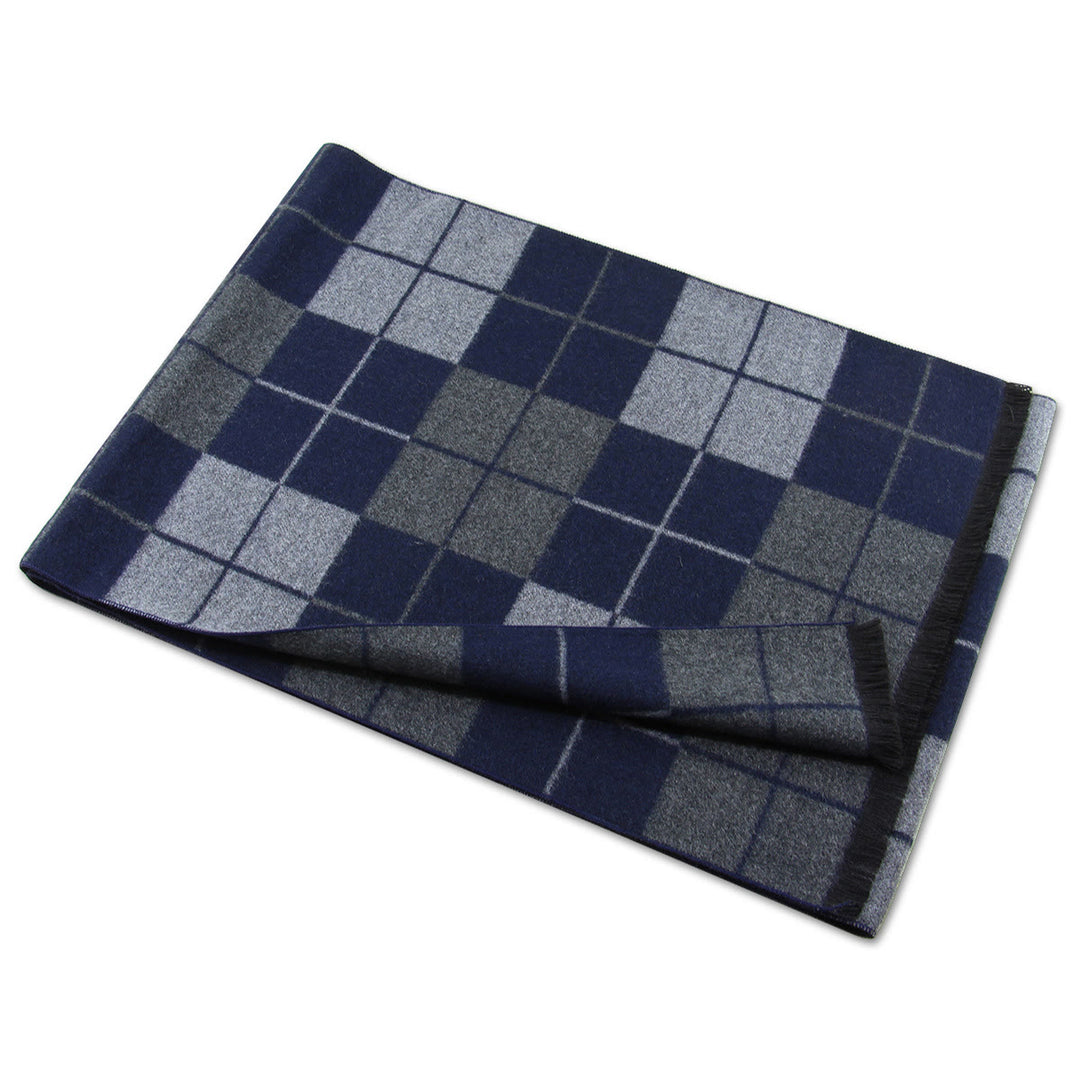 Men's Classic Plaid Tassel Warm Scarf - image 2