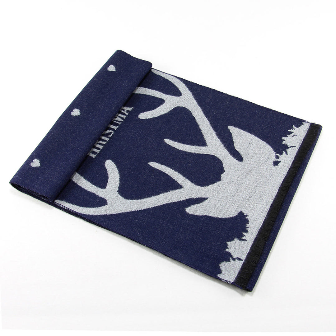 Men's Christmas Reindeer Print Navy Warm Festive Scarf - image 1