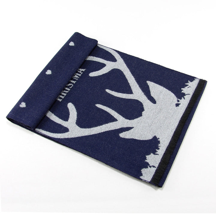 Men's Christmas Reindeer Print Navy Warm Festive Scarf - image 1