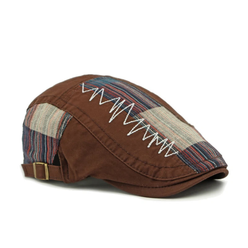 Men's Colorful Retro Patchwork Winter Beret Hat - image 2