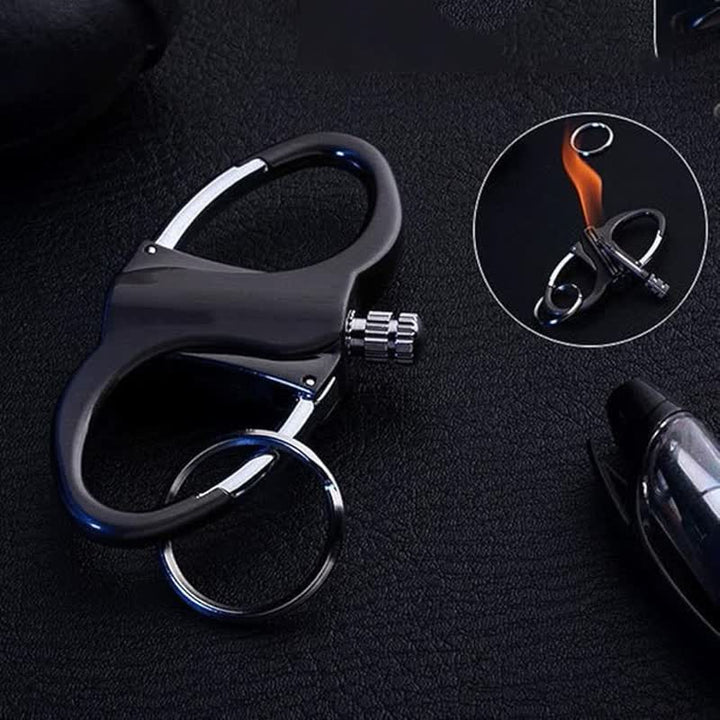 Dual Ring Keychain Matchstick Reusable Kerosene Lighter - Black - image 0