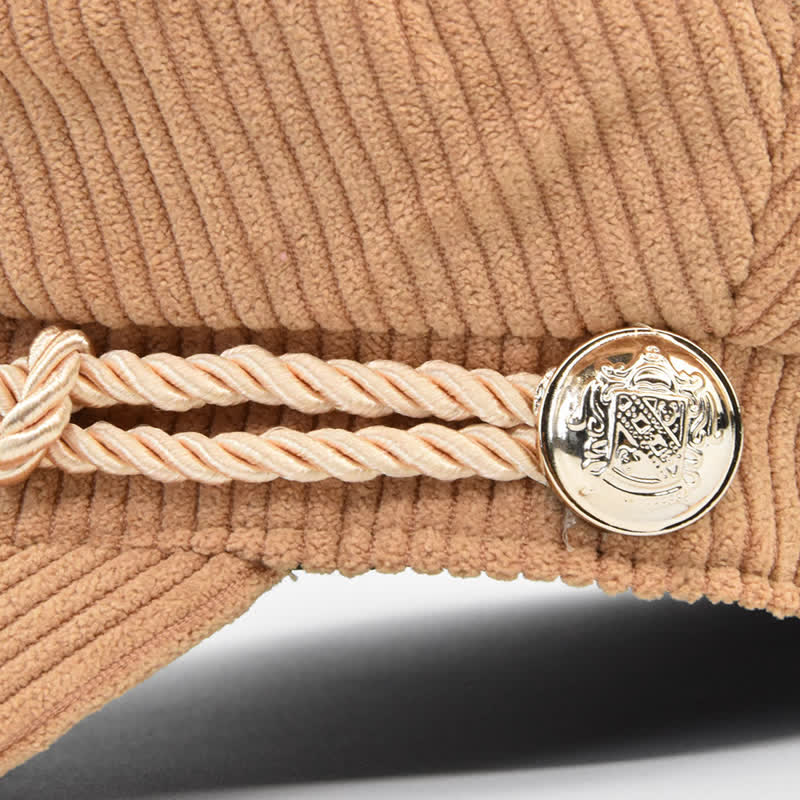 Ribbed Corduroy Braided Rope Band Sailor Style Beret Hat - image 5