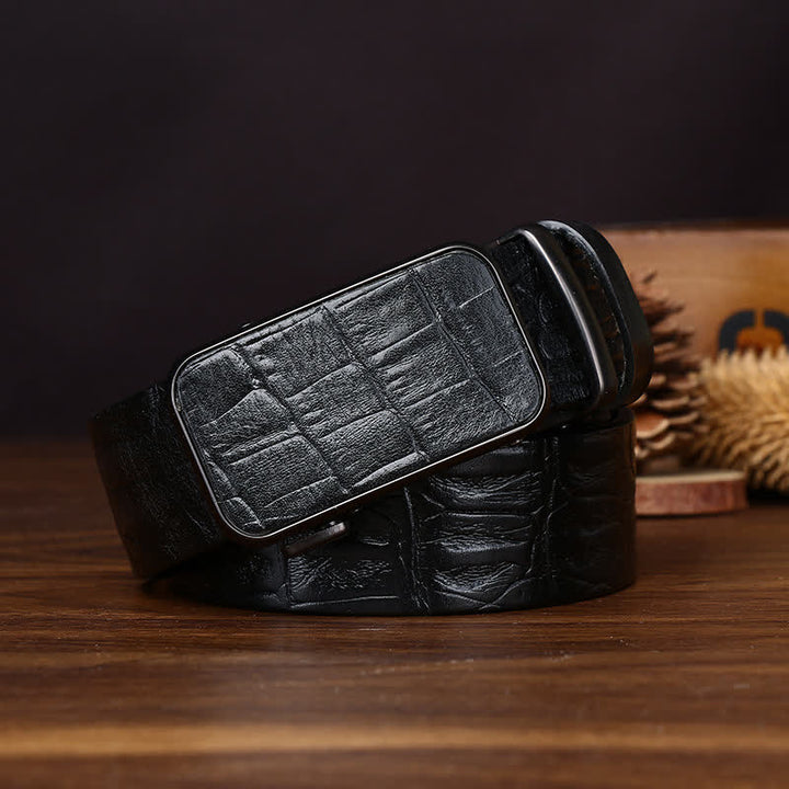 Bold Crocodile Embossed Automatic Buckle Leather Belt - image 10