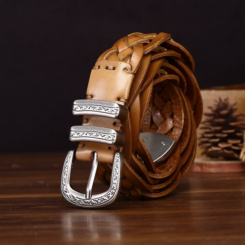Rustic Charm Handwoven Braided Casual Leather Belt - image 3
