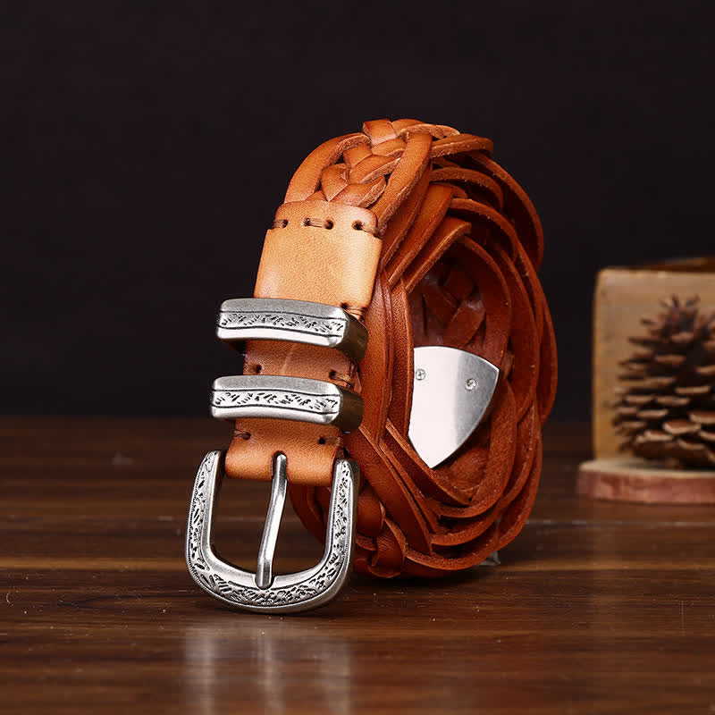 Rustic Charm Handwoven Braided Casual Leather Belt - image 13