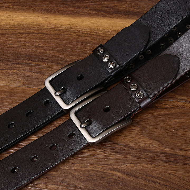 Edgy Premium Geometric and Round Stud-Embellished Leather Belt - image 3