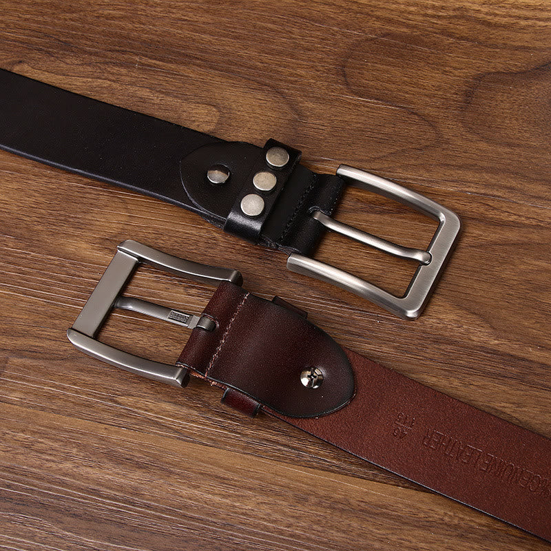 Premium Square and Circular Metal Accent Leather Belt - image 6