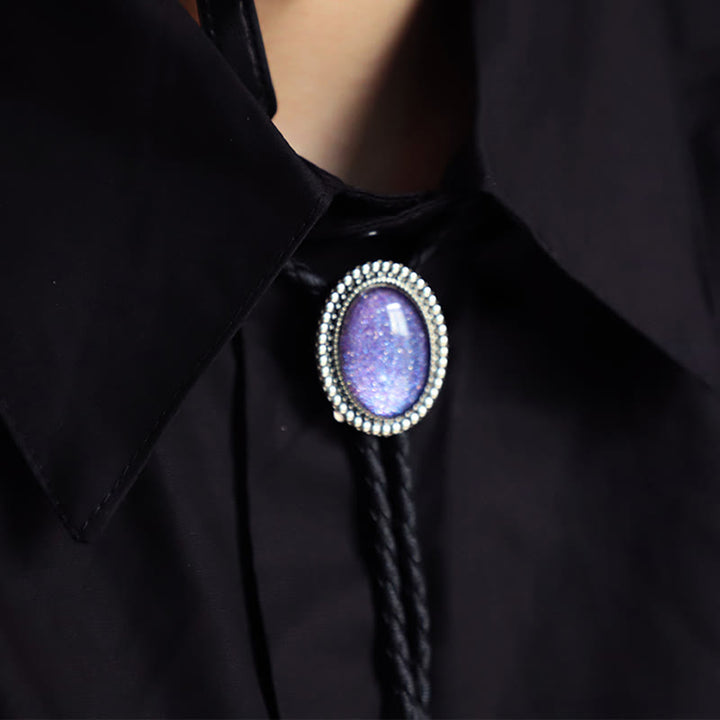 Glitter Purple Gem Retro Metal Bolo Ties - image 3