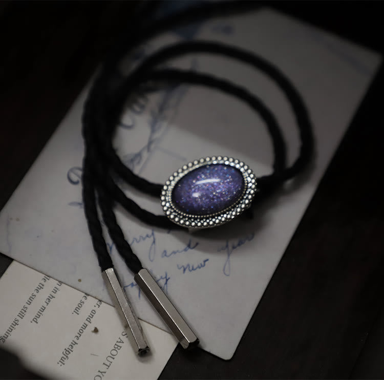 Glitter Purple Gem Retro Metal Bolo Ties - image 6