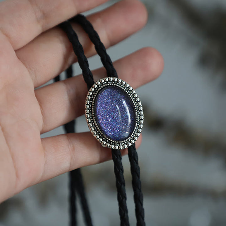 Glitter Purple Gem Retro Metal Bolo Ties - Purple - image 0