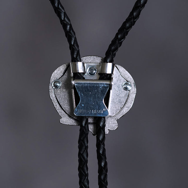 Wing-Accented Tiger Eye Stone Vintage Metal Bolo Ties - image 5