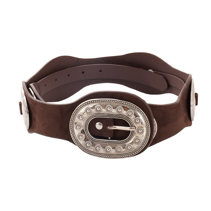 Women's Graceful Vintage Ornate Buckle Suede Leather Belt - image 4