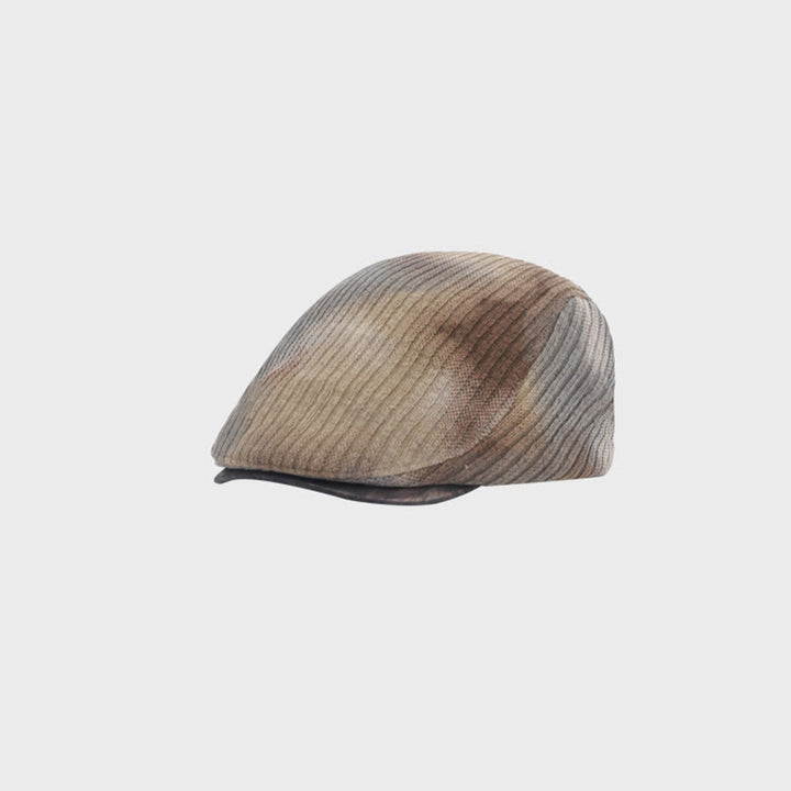 Men's Corduroy Tie-Dye Retro Winter Beret Hat - Gray - Adjustable(21 1/4"-22 7/8") - image 7