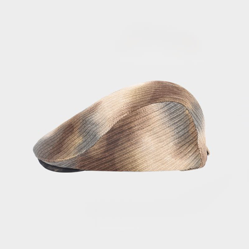 Men's Corduroy Tie-Dye Retro Winter Beret Hat - image 2