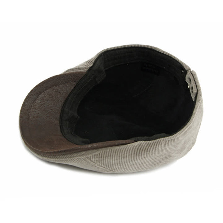 Modern Contrasting Brim Corduroy Flat Top Beret Hat - image 8