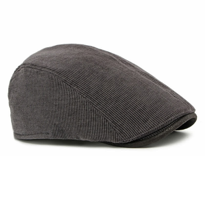 Modern Contrasting Brim Corduroy Flat Top Beret Hat - image 10