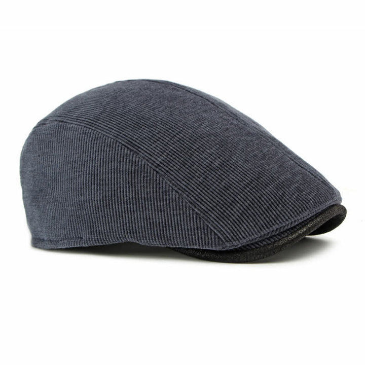 Modern Contrasting Brim Corduroy Flat Top Beret Hat - image 2
