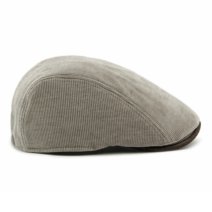 Modern Contrasting Brim Corduroy Flat Top Beret Hat - image 5