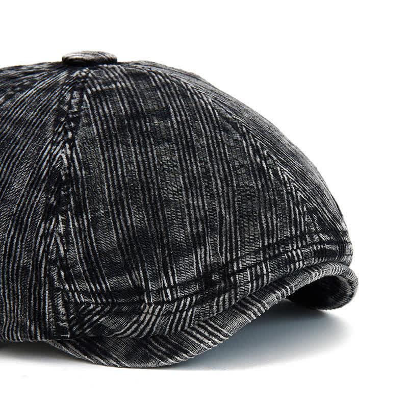 Vintage Washed Corduroy Beret Hat with Adjustable Buckle - image 1