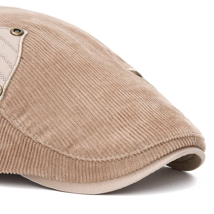 Street Style Chic Contrast Patch Corduroy Beret Hat - image 1