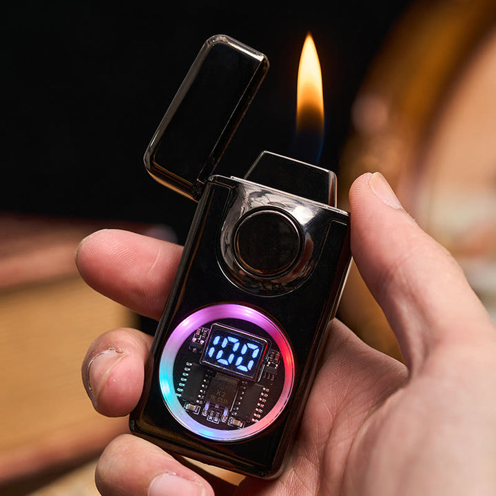 Men's Voice Gravity Sensor Dual Flame LED Display Lighter - image 1