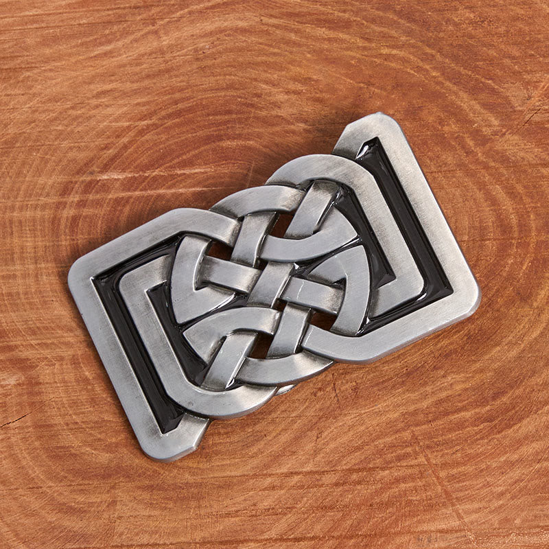 Celtic Knot Style Metal Buckle Leather Belt - image 1