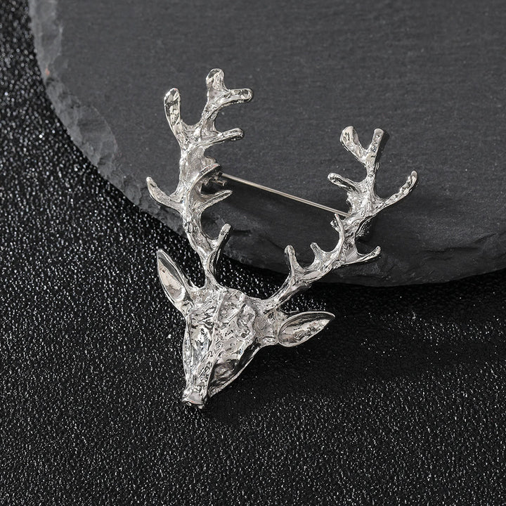 Modern Minimalist Geometric Faceted Dual-Tone Elk Brooch - Style #4 - image 5