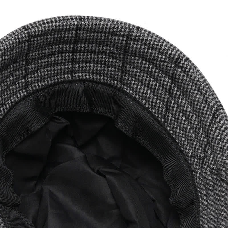 Women's Plaid Bowknot Decor Warm Beret Hat - image 3