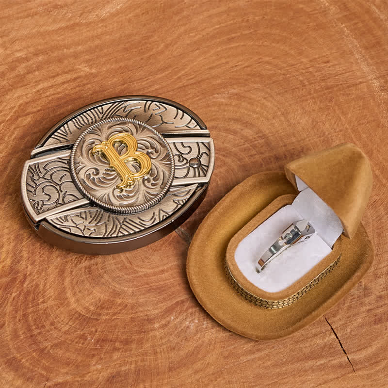 Initial Letter DIY Hidden Knife Belt Buckle Functional Ring Bundle Set - image 2