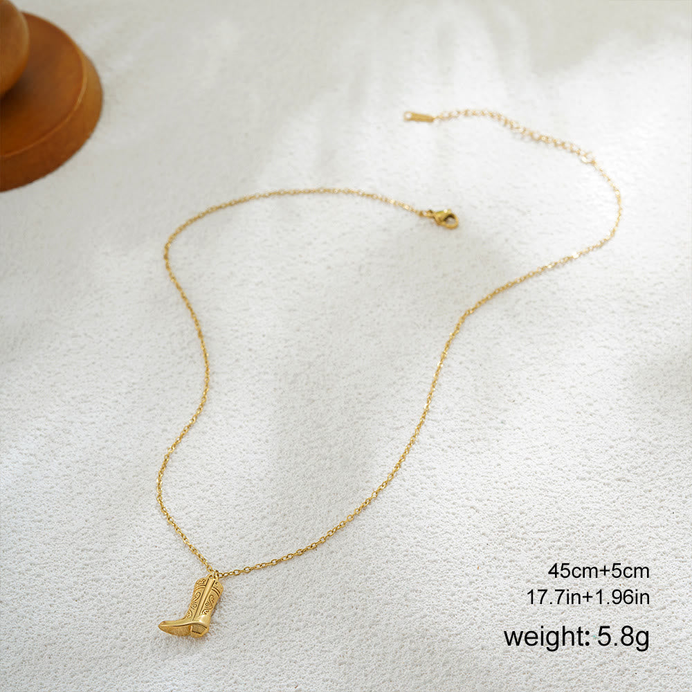 Exquisite Western Golden Cowboy Boot Stars Pendant Necklace - Style #3 - image 5