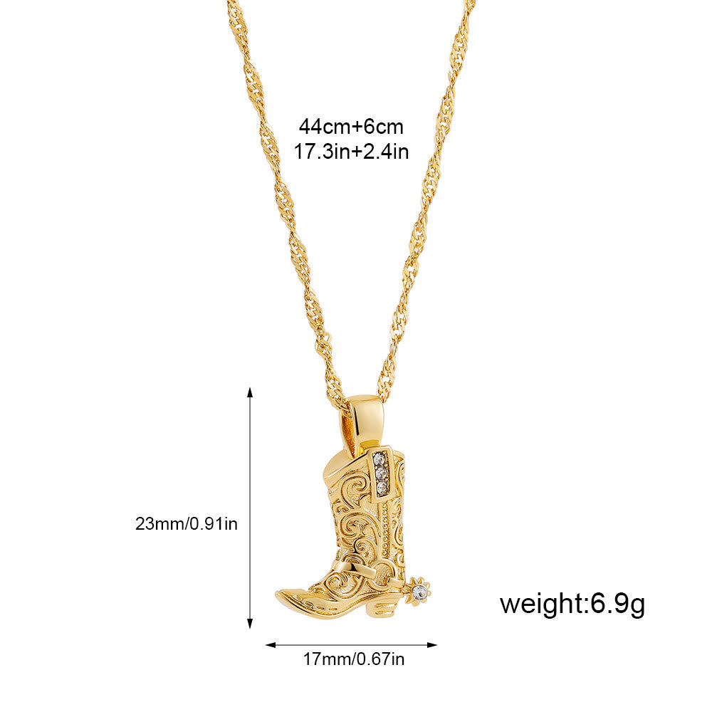 Exquisite Western Golden Cowboy Boot Stars Pendant Necklace - Style #1 - image 1
