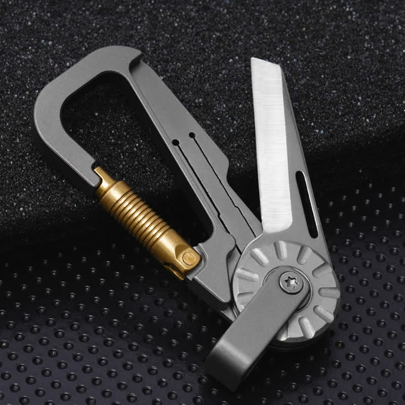 Titanium Alloy Folding Knife Climbing Keychain - Gray - image 0