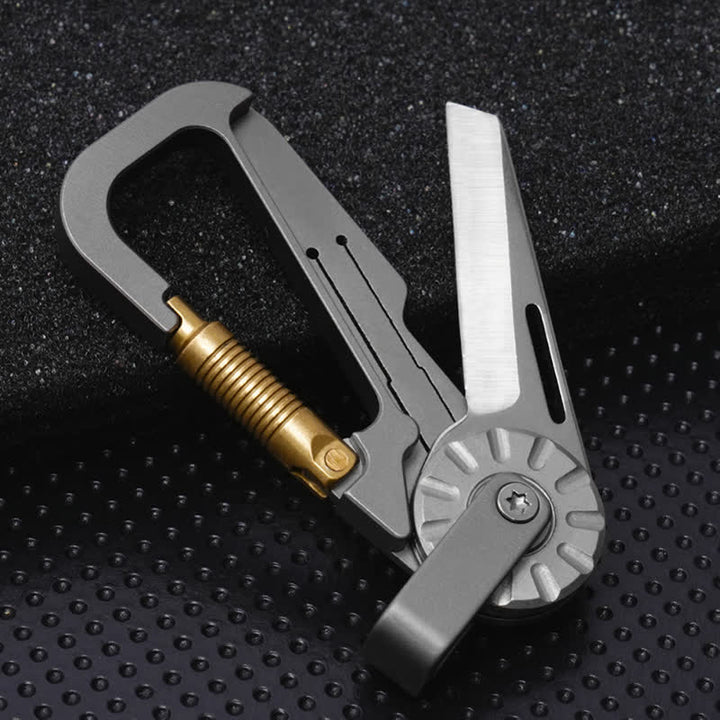 Titanium Alloy Folding Knife Climbing Keychain - Gray - image 0