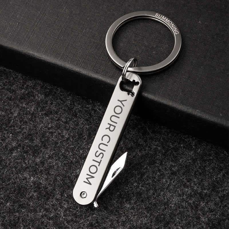 Custom Engraved Text Mini Folding Knife Personality Keychain - image 0