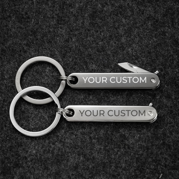 Custom Engraved Text Mini Folding Knife Personality Keychain - image 6