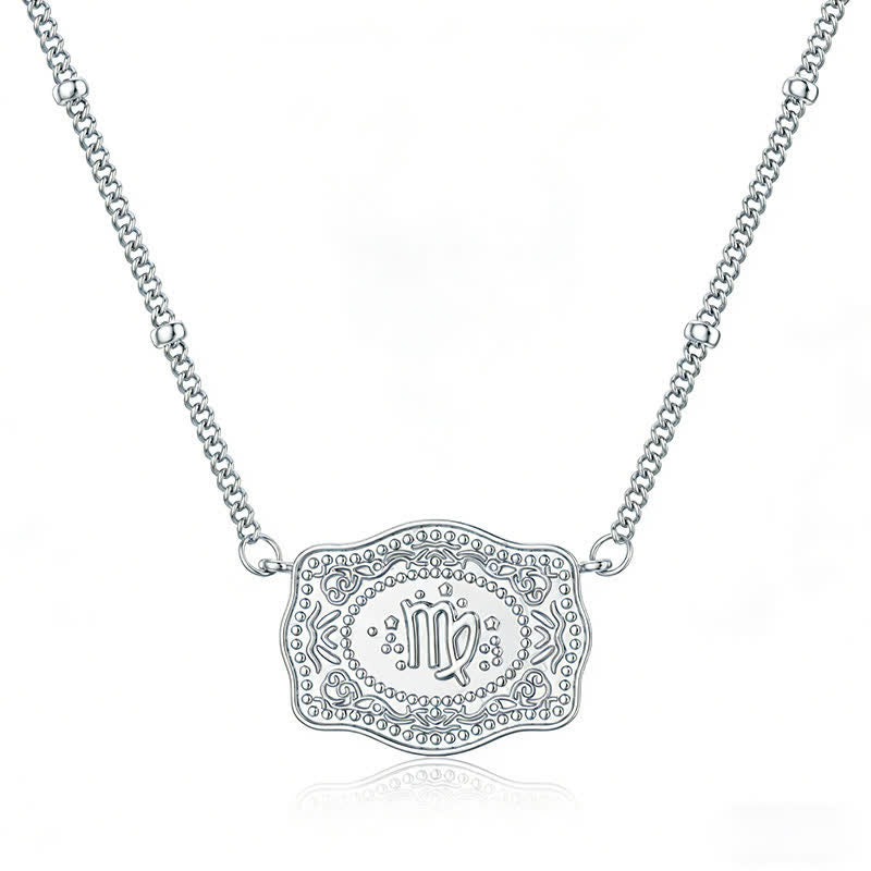 Silver Mini Embossed Twelve Zodiac Signs Necklace - Virgo - image 4