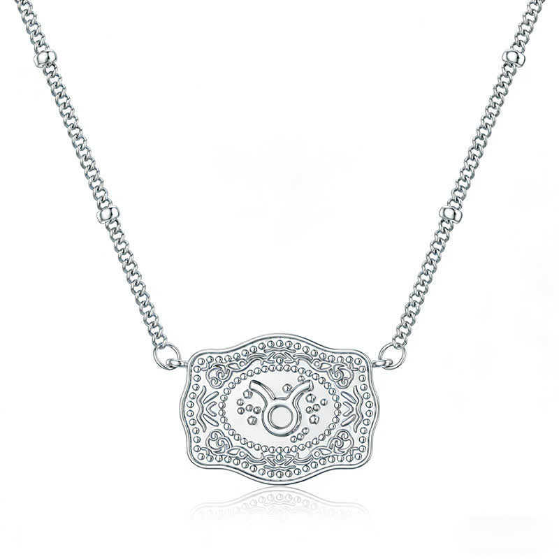 Silver Mini Embossed Twelve Zodiac Signs Necklace - Taurus - image 11