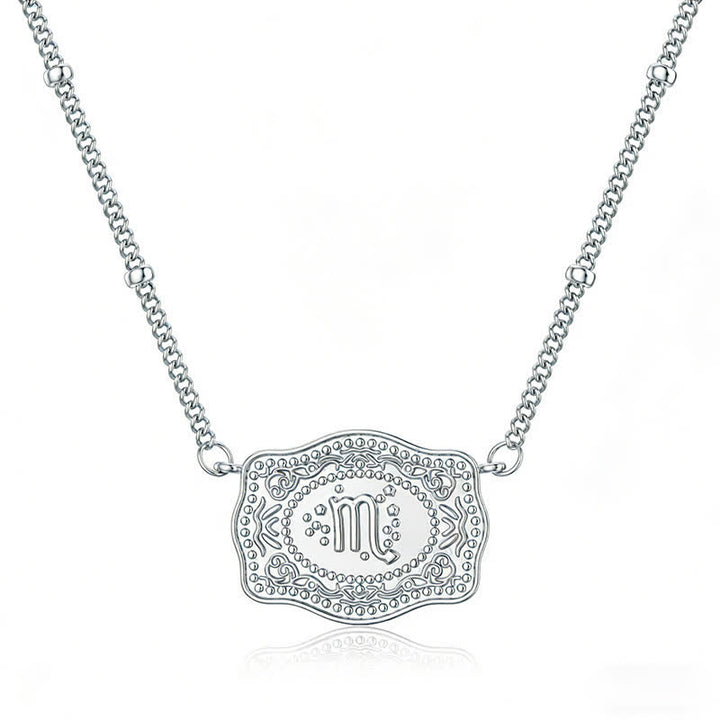 Silver Mini Embossed Twelve Zodiac Signs Necklace - Scorpio - image 8