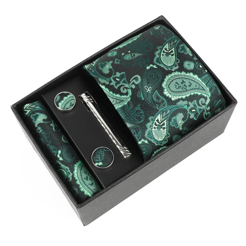 4Pcs Men's Elegant Pocket Square Cufflinks Tie Clip Necktie Set - Style #4 - image 3