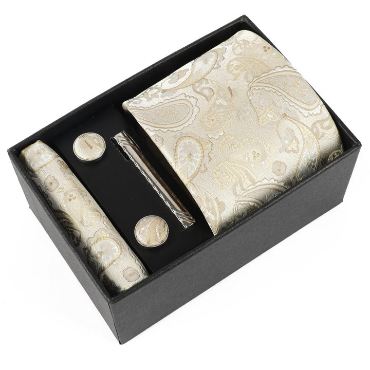 4Pcs Men's Elegant Pocket Square Cufflinks Tie Clip Necktie Set - Style #7 - image 7