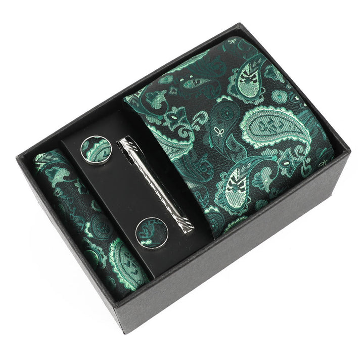 4Pcs Men's Elegant Pocket Square Cufflinks Tie Clip Necktie Set - Style #4 - image 3