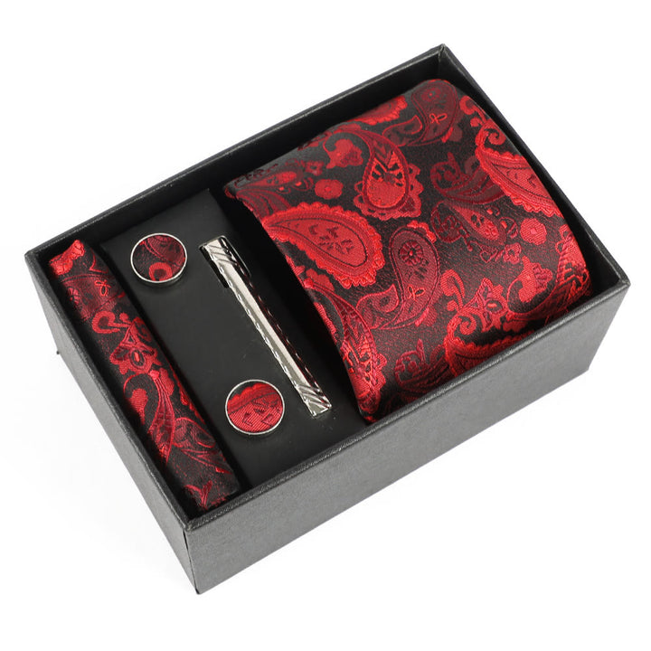 4Pcs Men's Elegant Pocket Square Cufflinks Tie Clip Necktie Set - Style #28 - image 28