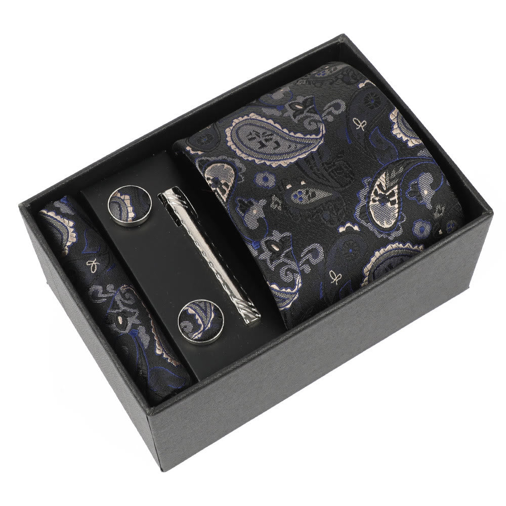 4Pcs Men's Elegant Pocket Square Cufflinks Tie Clip Necktie Set - Style #6 - image 6