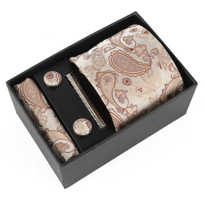 4Pcs Men's Elegant Pocket Square Cufflinks Tie Clip Necktie Set - Style #10 - image 10