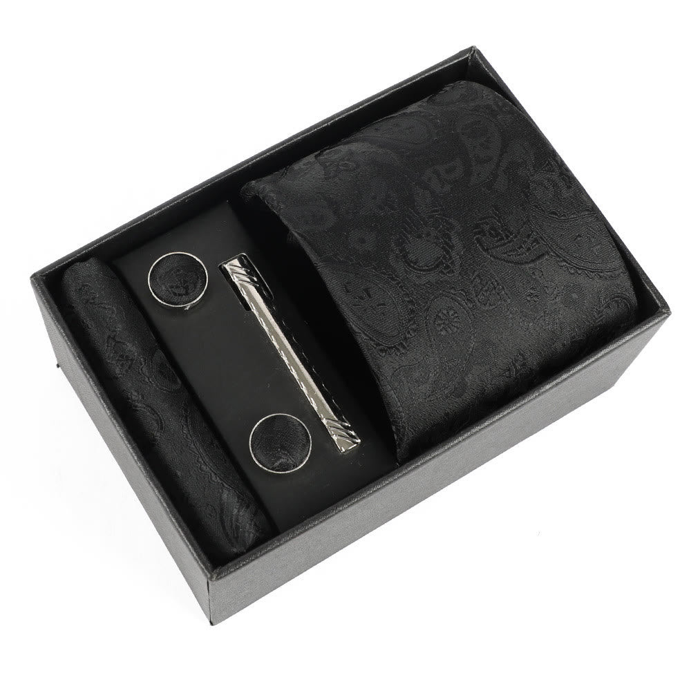 4Pcs Men's Elegant Pocket Square Cufflinks Tie Clip Necktie Set - Style #16 - image 16