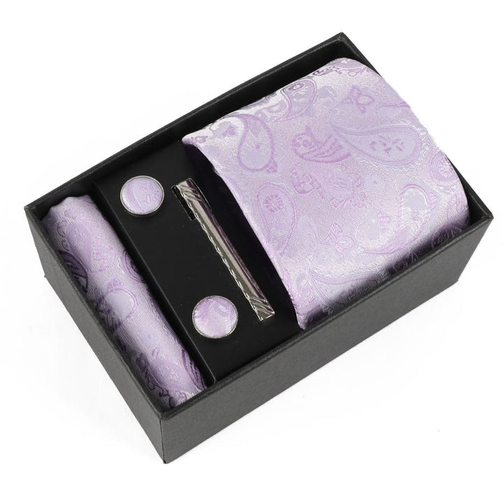 4Pcs Men's Elegant Pocket Square Cufflinks Tie Clip Necktie Set - Style #9 - image 9