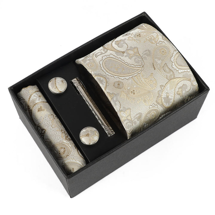 4Pcs Men's Elegant Pocket Square Cufflinks Tie Clip Necktie Set - Style #8 - image 8